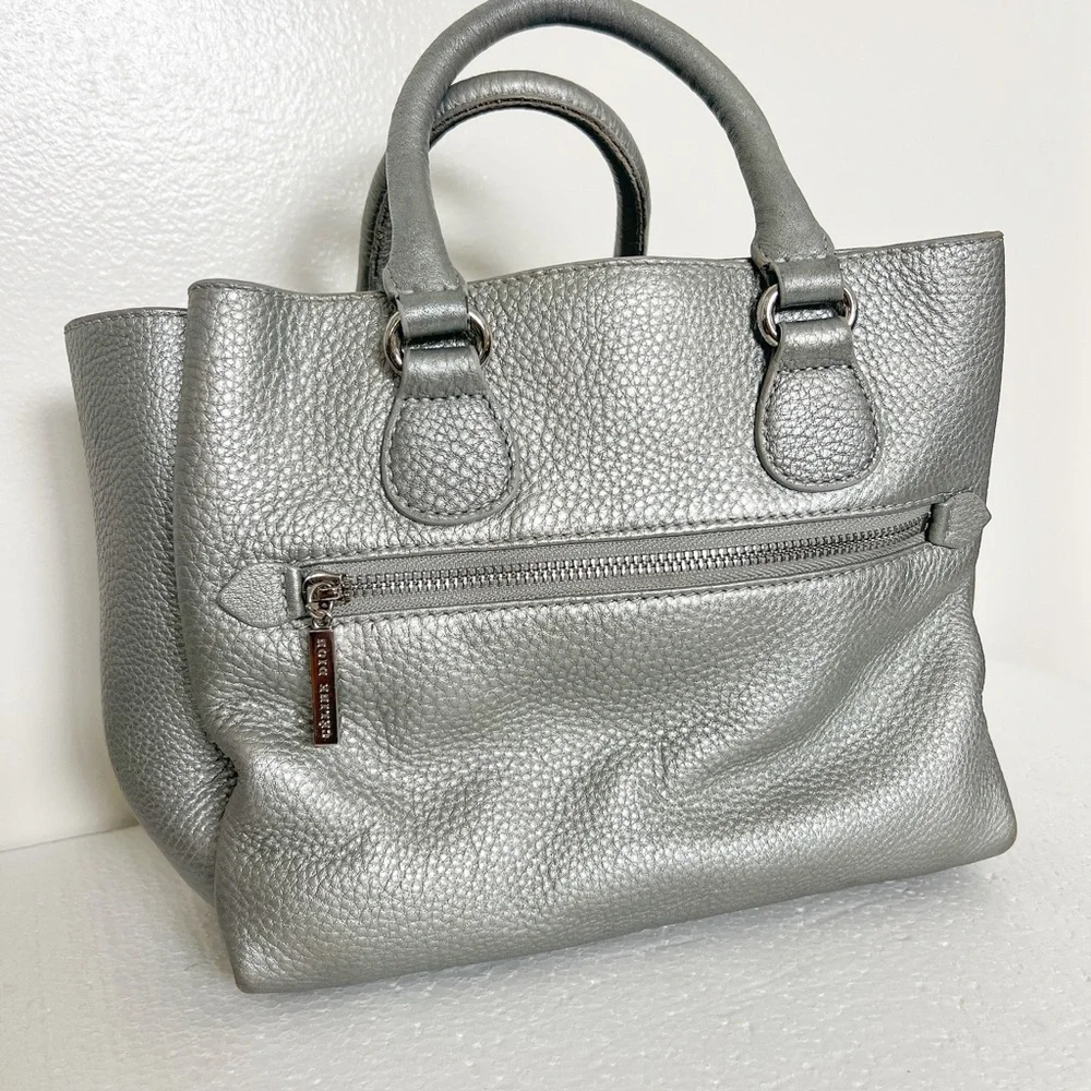 Celine Dion silver pebbled leather “Adagio” purse satchel cross body strap - Picture 2 of 16
